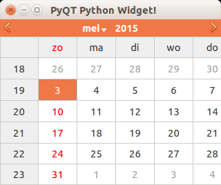 PyQT Calendar Widget