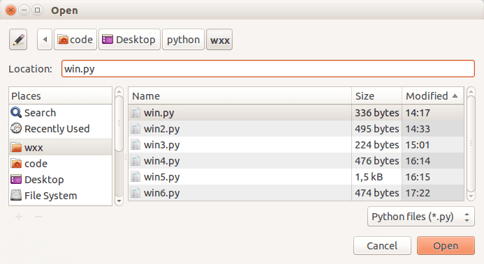 wxPython Open File Dialog