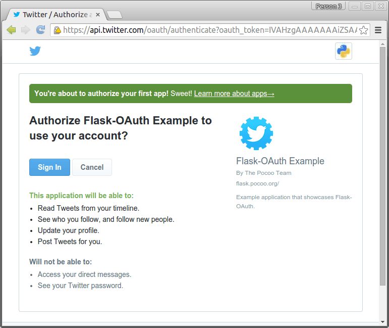 Flask OAuth Twitter