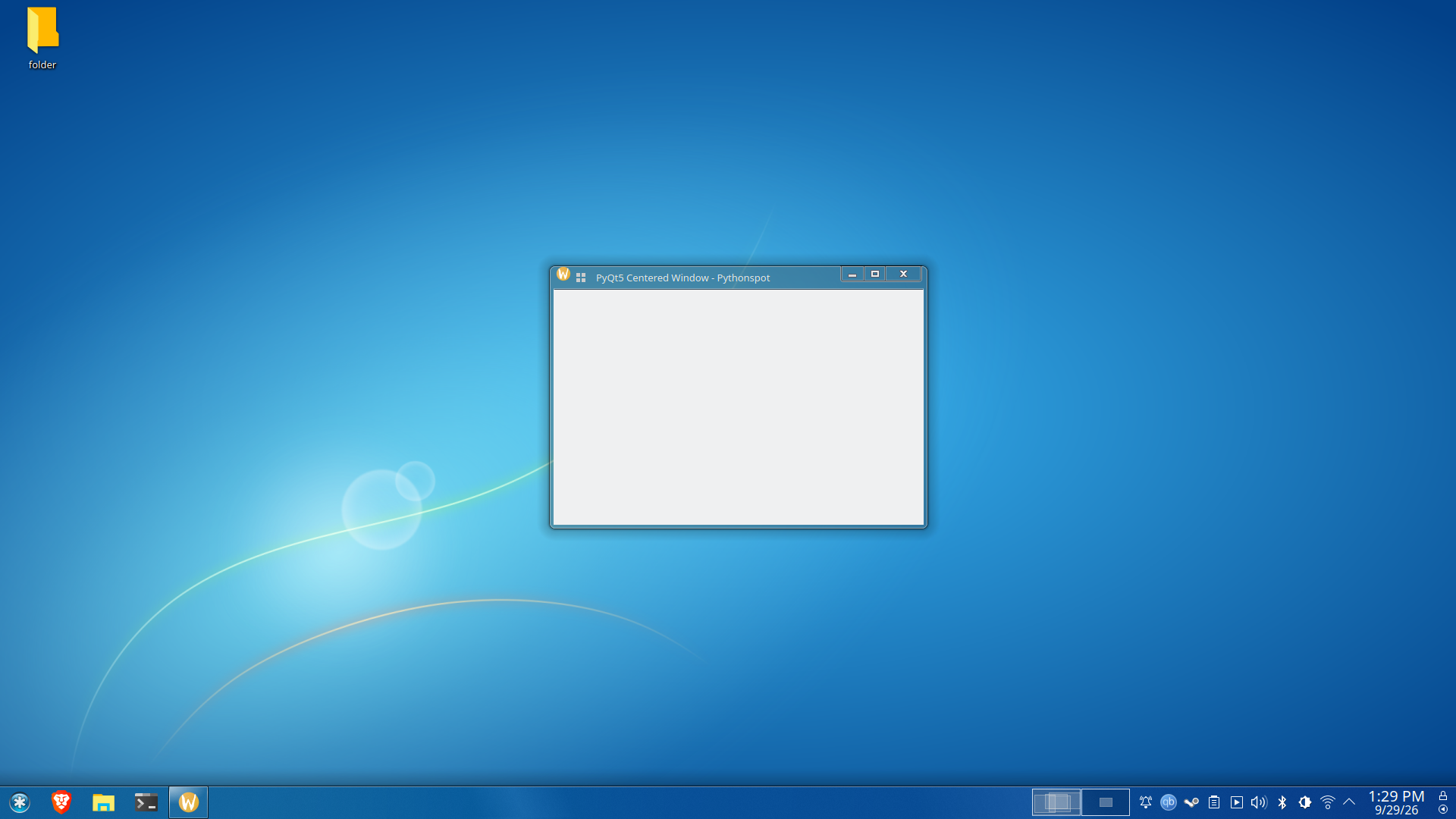 PyQt5 center window on screen example output