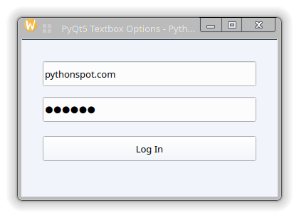 PyQt5 textbox with placeholder hint and password echo mode example