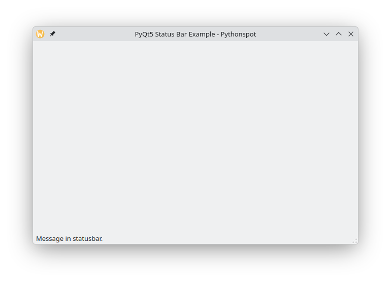 PyQt5 statusbar window example showing status message